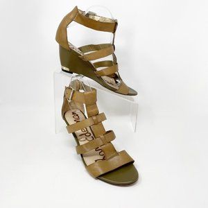 Sam Edelman Light Khaki Tan Strappy Leather Wedge Heel  Size 9